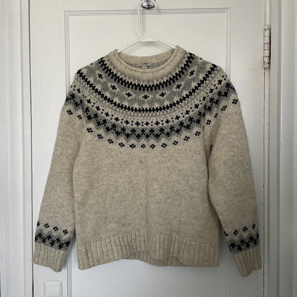 LL Bean Ragg Wool Fair Isle Sweater - Petite S